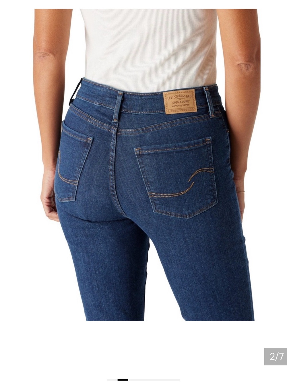 Levi’s mid rise stretch Classic Women's Blue Denim Jeans with Yellow Stitching